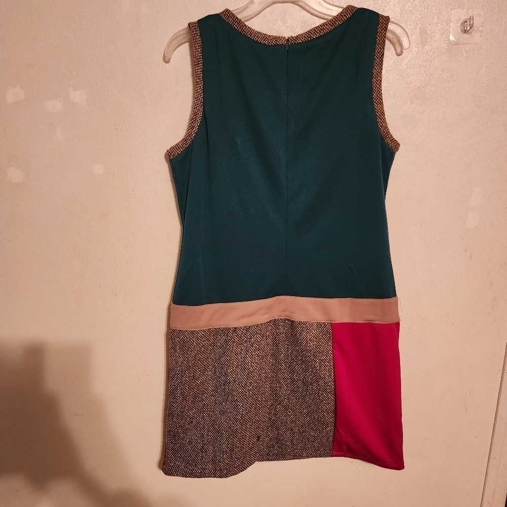M.F. Designer Paris Colorblock Dress Zip Back Size L Vintage (see all pictures) - Picture 3 of 12